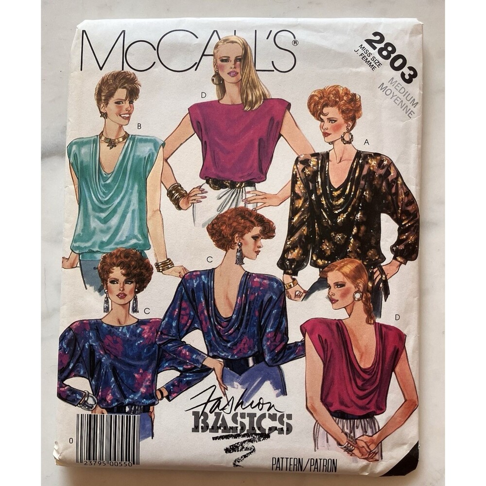 Vintage McCall’s Pattern 2803 Women’s Long Sleeve‎ Tops Size 14-16 Medium Uncut